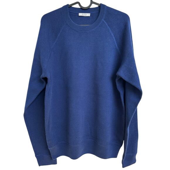 AYR‎ The Two-A-Days Bocce Blue 100% Merino Wool Crew Neck Pullover Sweater-S - Picture 1 of 6
